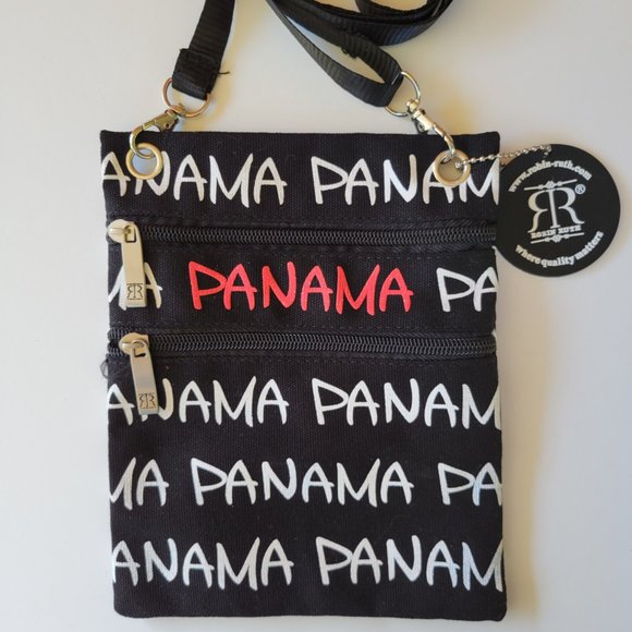 ROBIN RUTH Panama Black Canvas Travel Crossbody Messenger Bag Purse NWOT - Picture 3 of 6